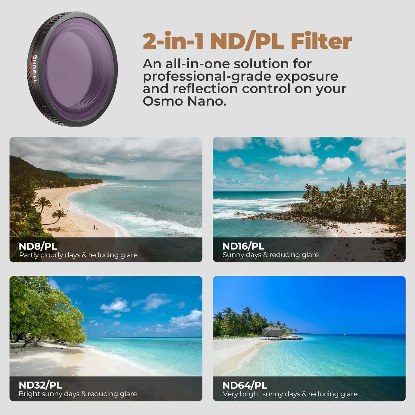 Freewell DJI Osmo Nano ND/PL Filters 4 Pack - Bright Day