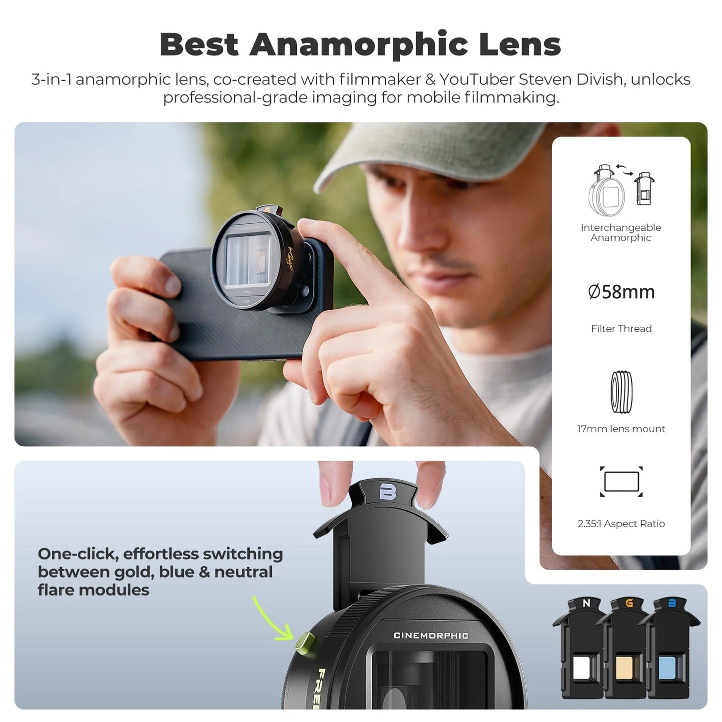 Steven Divish 1.33x Pro Cine Anamorphic 3 in 1